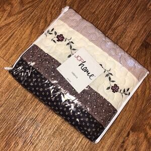 JCP Home Purple and Cream Floral Stripes Cedric Valance Size 52 Inch by 15 Inch